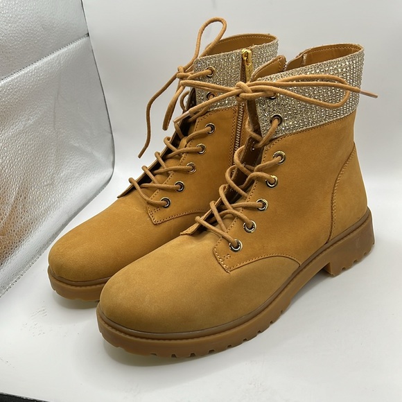 NWOT Michael Michael Kors Alistair Combat Lace Up Leather Jewel Boots Womens 9.5 - Picture 7 of 13